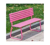 HBOOMOEM Panca da Giardino da Esterno, Panchina in Ferro da Esterno, Vanta una Notevole Capacità di Carico ed è Adatto a Portici, Prati, Giardini e Cortili.(Pink,With Backrest)
