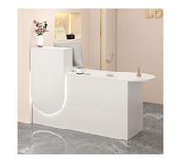 HBOOMOEM Piccola Reception，Reception Moderna，Reception Tavolo Bancone，Banco Reception Ufficio，con Cassetto, Consente di Risparmiare Spazio Ed è Facile da Installare.(White,Left_100CM/39.4IN)