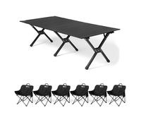 HBOOMOEM Set Tavolo Tavolino Pieghevole Con Sgabelli，Tavolo E Sedie Pieghevoli Portatile，Adatto for Barbecue All'Aperto/Al Chiuso, Picnic, Design Pieghevole E Portatile.(Black,150+A6)