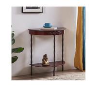 HBOOMOEM Tavolo A Mezza Luna Per Corridoio，Tavolo Divano Decorativo Semicircolare，Stile Moderno, Adatto A Soggiorni, Corridoi, Ingressi, Corridoi, Uffici, Ecc.(Brown,Bamboo-jointed legs)