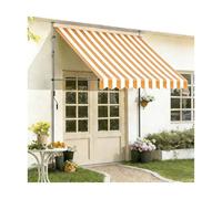 HBOOMOEM Tenda Balcone Esterno，Tende Da Sole A Bracci Estensibili，Impermeabile E Resistente Ai Raggi Uv, Adatto Per Ingressi, Balconi, Grondaie E Luoghi Esterni.(Yellow-white,150cm/59in)