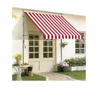 HBOOMOEM Tenda Balcone Esterno，Tende Da Sole A Bracci Estensibili，Impermeabile E Resistente Ai Raggi Uv, Adatto Per Ingressi, Balconi, Grondaie E Luoghi Esterni.(Red-white,300CM/118in)