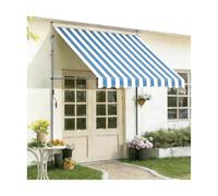 HBOOMOEM Tenda Balcone Esterno，Tende Da Sole A Bracci Estensibili，Impermeabile E Resistente Ai Raggi Uv, Adatto Per Ingressi, Balconi, Grondaie E Luoghi Esterni.(Blue-white,250CM/98.4in)