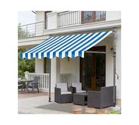 HBOOMOEM Tenda Per Terrazzo Esterno，Tenda Da Sole Per Balconi Senza Foratura，Dotato Di Manovella E Altezza Regolabile, è Adatto A Balconi, Giardini E Terrazze.(Blue and white,350CM/137.8in)