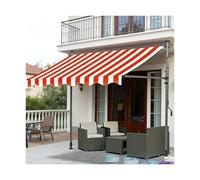 HBOOMOEM Tenda Per Terrazzo Esterno，Tenda Da Sole Per Balconi Senza Foratura，Dotato Di Manovella E Altezza Regolabile, è Adatto A Balconi, Giardini E Terrazze.(Red and white,300CM/118in)