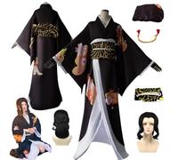 HBQC Costumi di gioco di ruolo anime Kibutsuji Muzan cospIay costume completo set di parrucche costume per adulti costume di festa di Halloween