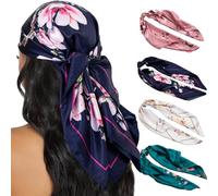 HBselect 4 Pezzi Foulard Donna Quadrato 90x90 cm Sciarpe Donna Seta Multiuso Sciarpa Bandana