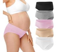 HBselect 5 Pezzi Slip per Gravidanza Morbido e Traspirante Mutandine per Gestante a Vita Bassa e in Cotone Biancheria Intima in Gravidanza