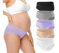 HBselect 5 Pezzi Slip per Gravidanza Morbido e Traspirante Mutandine per Gestante a Vita Bassa e in Cotone Biancheria Intima in Gravidanza