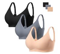 HBselect Reggiseno Senza Ferretto V Collo Morbido e Traspirante Comfy | Seamless Push Up Imbottito Morbido Bra Senza Cuciture con Jelly Strip T-Shirt Bralette con Estensione