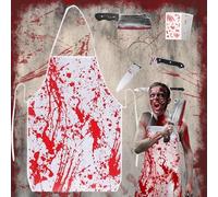 HBSFBH Costume da Macellaio per Halloween, Costume Halloween Uomo Con Grembiule Insanguinato, Costume Macellaio Halloween, Costume da Serial Killer Horror, per Carnevale, Cosplay, Mascherata