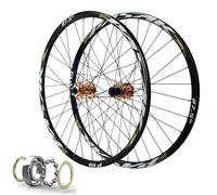 HBSSP Cerchione Bicicletta Con Freno Disco 26 Pollici 32 Raggi, Ruota Anteriore E Posteriore Mountain Bike 27,5 E 29 Pollici, Mozzi Con Cuscinetti Sigillati QR(Gold,27.5 inch)