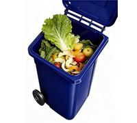 HBSSP Pattumiera Esterno con Coperchio E Ruote, Pattumiera Commerciale Portatile Cucina Grandi Dimensioni, Scanalature Laterali for Patio, Cortile, Terrazza Lungo La Strada(Blue,32 Gallon/120L)