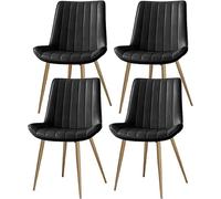 HBSSP Set Di 4 Sedie Da Pranzo Moderne Con Gambe Acciaio Carbonio,Sedie Cucina Pelle PU For Soggiorno Scrivania Patio Ufficio Relax(Negro)