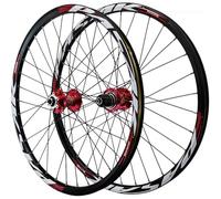 HBSSP Set Ruote MTB 26/27,5/29 Pollici Ruote Mountain Bike con Freno Disco Sgancio Rapido, Cerchio Anteriore E Posteriore Lega Doppio Strato for Cassetta 7-12 Velocità,32 Fori(Red,26inch)