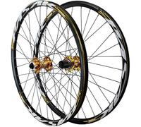 HBSSP Set Ruote MTB 26/27,5/29 Pollici Ruote Mountain Bike con Freno Disco Sgancio Rapido, Cerchio Anteriore E Posteriore Lega Doppio Strato for Cassetta 7-12 Velocità,32 Fori(Gold,27.5inch)