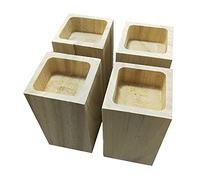 HBSVKLYNX estensori di mobili da letto di legno, Rialzi for mobili in legno di pino altezza 15 cm colore legno varie misure da 4 x 4 cm a 10 x 10 cm confezione da 4(6x6cm)