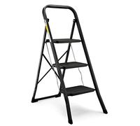 HBTower Scala 3 Gradini Pieghevole - Scaletta in Acciaio Lega, Gradini Antiscivolo, Spessore da Chiusa 4,5 cm, Portata 150 kg, Nessun Montaggio - Per Cucina, Garage e Ufficio