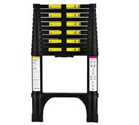 HBTower Scala telescopica da 3,8 metri con piedini antiscivolo, leggera scala pieghevole in alluminio per soppalchi, camper, esterni ed interni, capacità di 150 kg.Nero