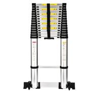 HBTower Scala telescopica da 6,3 metri con piedini antiscivolo, leggera scala pieghevole in alluminio per soppalchi, camper, esterni ed interni, capacità di 150 kg.Argentato