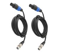 HBU Confezione da 2 cavi SpeakOn a XLR, 2 cavi da Speak-On maschio a XLR femmina a 3 poli, cavo di prolunga da 4,6 m, jack audio da palco per DJ, microfono, 3 pin, con Twist Lock