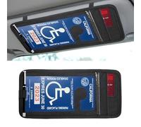 Hbxdeco Supporto per Targa per disabili, per disabili, per Il permesso di parcheggio per disabili, Protezione per Parasole dell'auto, con portapenne, Slot per Carte di Credito, Cinghia Elastica