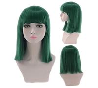 HBYLEE - 14 pollici Rettilineo Nero Bianco Rosa Rosso Blu Breve Bob Parrucche Per Le Donne Sintetiche Anime Cosplay Partito Parrucca Con Pony 8 Colori Verde[Colore: Verde]