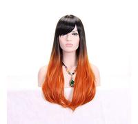 HBYLEE - 28 pollici moda nero bionda ombre parrucca con capelli sintetici anime cosplay parrucche ondulate lunghe per le donne resistenti al calore arancione[Colore: arancione]