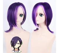 HBYLEE - 45 cm di capelli sintetici Hataraku Maou Sama! Parrucca per cosplay di colore viola lucido per feste anime parrucca sintetica per uomo viola [Colore]