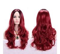 HBYLEE - Anime centrale radice scura nero rosa blu viola ombre parrucca capelli sintetici lunghi ondulati da donna Cosplay fibra ad alta temperatura marrone castagno[colore: castagno]