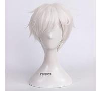 HBYLEE - Anime Coser pruik La promessa Neverland Yakusoku No Neverland Norman Cosplay parrucca corta pura bianca resistente al calore sintetico parrucca+cappuccio parrucca [Colore]