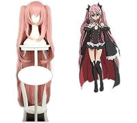 HBYLEE Anime Seraph des Endes Krul Tepes Rosa Wig for Women Fancy Dress 120 cm lunghi con 2 code di cavallo, con 2 clip in coda di cavallo, masquerade Cosplay parrucca trucco (colore A1 rosa)
