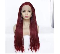 HBYLEE BGHJUE N Wig Red Braid Synthetic Wig Blend 50% Human Hair Middle Parting Fashion Cosplay Party Work Wigs For Women Average Cap Size [Colore]