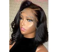 HBYLEE Donna 13 x 1 pizzo frontale Bob Human Hair Wig, colore: nero/dimensioni: 180 Density 13 x 1