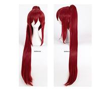 HBYLEE - Fairy Tail Erza Scarlet Cosplay parrucche 100 cm vino lungo rosso resistente al calore sintetico parrucca + parrucca [colore: Onecolor]