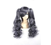 HBYLEE - Grigio scuro extra lungo riccio con 2 coda di cavallo, parrucca nera Butler Ciel Phantomhive per Halloween Party Cosplay Parrucche [Colore: grigio scuro]