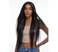 HBYLEE Human Hair Wigs for Women 150 Density Straight Human Hair V Part Wig for Cocktail Party,Colore: nero 150density/taglia: 26 pollici
