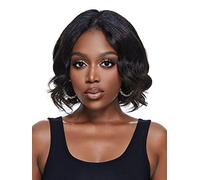 HBYLEE Human Hair Wigs for Women V Part Short Curly Human Hair Wig for Cocktail Party,Colore: nero 150density/taglia: 8 pollici