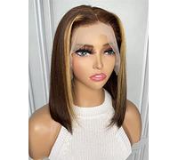 HBYLEE Human Lace Wigs 13 x 4 Lace Front Short Straight Human Hair Wig for Black Women, colore: 150 Density 13 x 4/Misura: 12 pollici