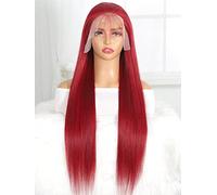 HBYLEE Human Lace Wigs 13 x 4 Lace Front Straight Human Hair Wig for Black Women ,Colore: 180Density 13 x 4 Red/Dimensioni: 20 pollici