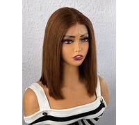 HBYLEE Human Lace Wigs 13 x 4 x 1 pizzo frontale Bouncy Straight Human Hair Wig for Black Women ,Colore: 150Density 13 x 4 x 1/dimensioni: 14 pollici