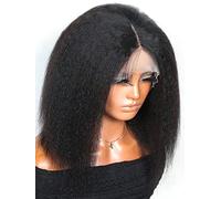 HBYLEE Human Lace Wigs 13 x 6 x 1 pizzo anteriore per capelli afro dritto, capelli umani per donne nere, colore: 150 densità, 13 x 6 x 1/dimensioni: 8 pollici