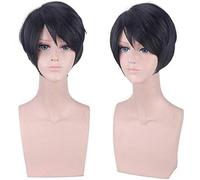 HBYLEE -ig Anime Cosplay Halloween Moda Natale Party Dress Up Parrucca Cos Love And Producer Mobile Game Li Zeyan Nero Diagonale Breve Parrucca + Cuffia [Colore]
