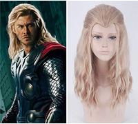 HBYLEE -ig for cosplay anime cosplay parrucca bionda marrone mix ricci lunghi pizzo di bellezza vedova & # 39S capelli sintetici in pizzo The Avengers Thor Odinson Purim Carnevale Propcosplay