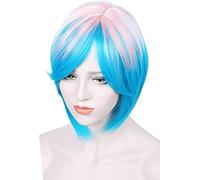 HBYLEE -ig for cosplay Breve Ombre Halloween Parrucche per donne rosa + blu