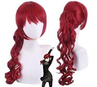 HBYLEE -ig for cosplay Parrucca per Carnevale Notturna CluI Party Dress Up Wig Persona 5 The Royal P5R Yoshizawa Kasumi Cos Parrucca Rossa Leggeri Ricci Lunghi