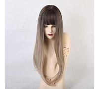 HBYLEE -ig for cosplay Parrucche sintetiche naturali lunghe rettilinee con frangia per donne bianche/nere parrucche Cosplay da 24 pollici parrucche in fibra resistente al calore