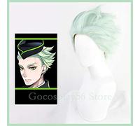 HBYLEE -ig for cosplay Twisted Wonderland Parrucca Sebek Zigvolt parrucca sirena cosplay capelli verde chiaro corto sintetico Halloween uomini donne unisex gioco di ruolo