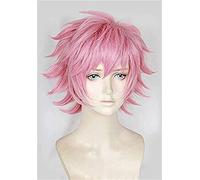 HBYLEE - Il mio Boku No Eroe Accademia Ashido Mina Breve Rosa Shaggy Layered Resistente al Calore Cosplay Costume Parrucca+ Cap Voli[Colore: Rosa]