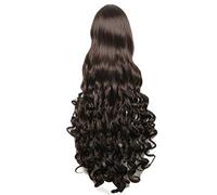 HBYLEE L-email wig 40inch 100cm Long Cosplay Wigs 10 Colors Long Wavy Black Red Brown White Synthetic Hair Perucas Cosplay Wig 38inches Dark Brown [Farbe: Dark Brown]